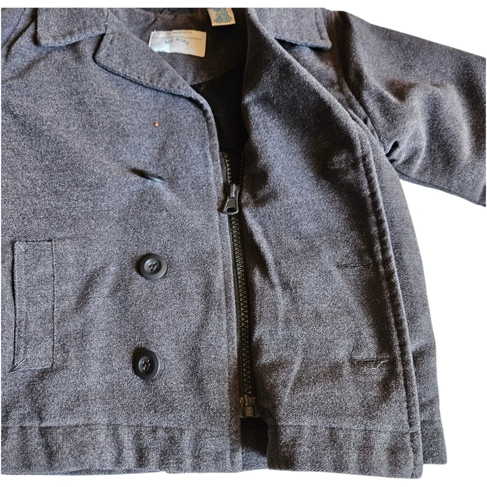 All Mine Double Breasted Peacoat Dress Jacket Zippered Winter Grey Infant 24m